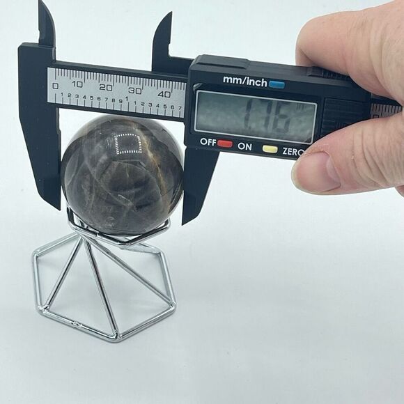 Black moonstone sphere flashy 1.76” small round crystal meditation - Picture 4 of 10